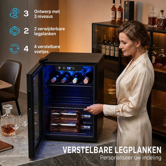 Sello mini koelkast - wijnkoelkast - frigo - temperatuur 4° tot 16°C - omkeerbare deur - L43 × B41,5 × H57,5 cm - 48 liter van Sello! — afbeelding 5