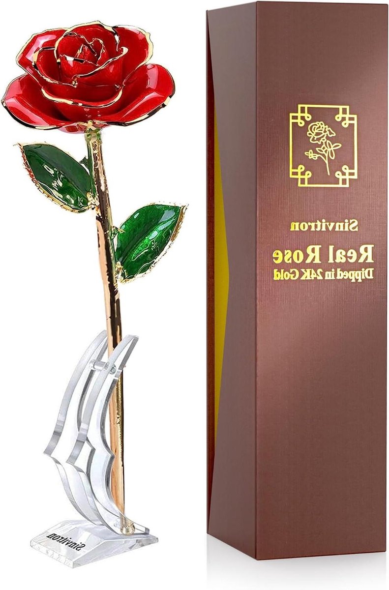 Gouden Roos - Eeuwige Bloem - Cadeau Geven - Echt Goud - 32 cm - Goud
