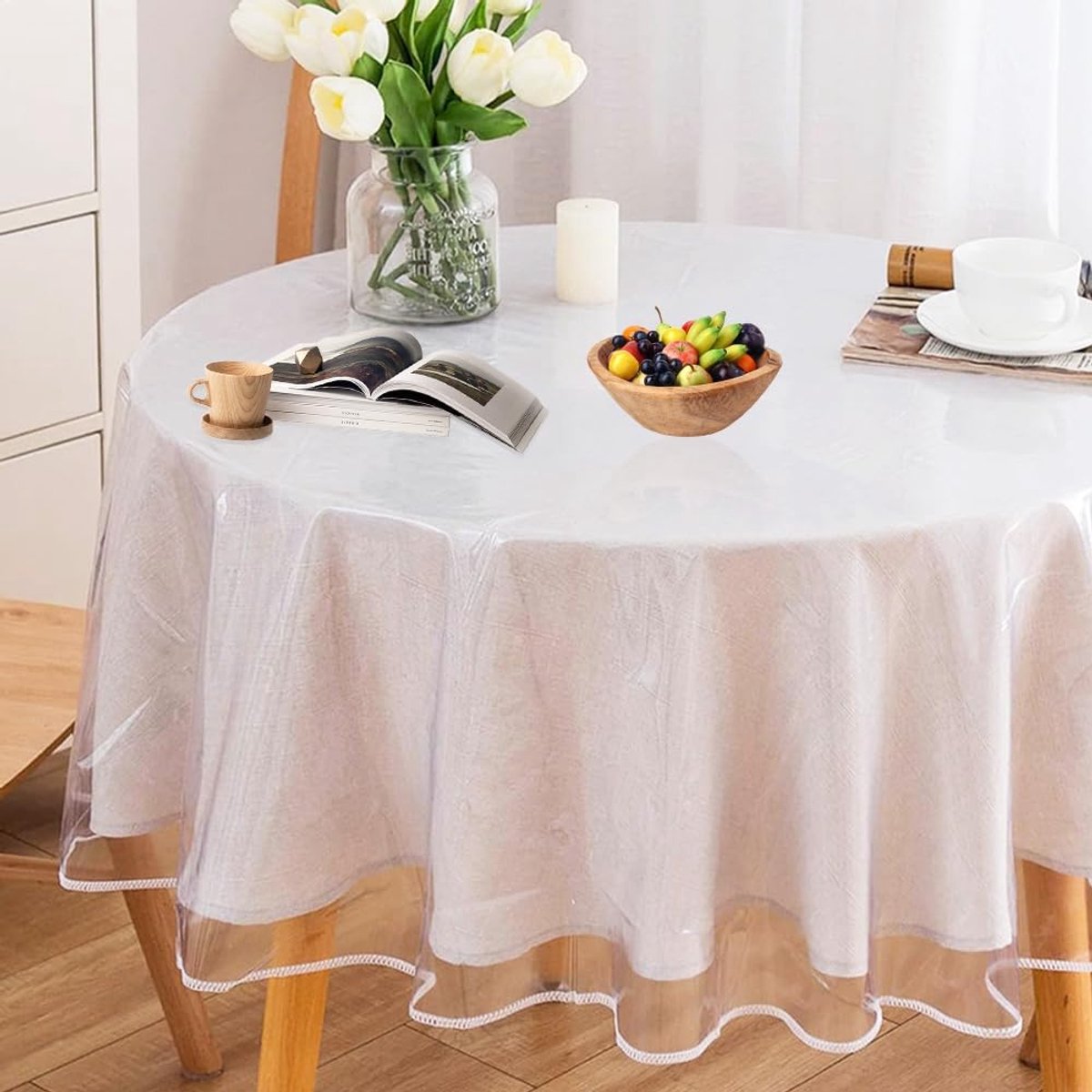 SnelShoppen - Transparante Ronde Tafelkleed 180 cm - Hoogwaardige PVC Tafelbescherming - Waterdicht en Vetbestendig - Ideaal voor Feest, Tuin, Keuken
