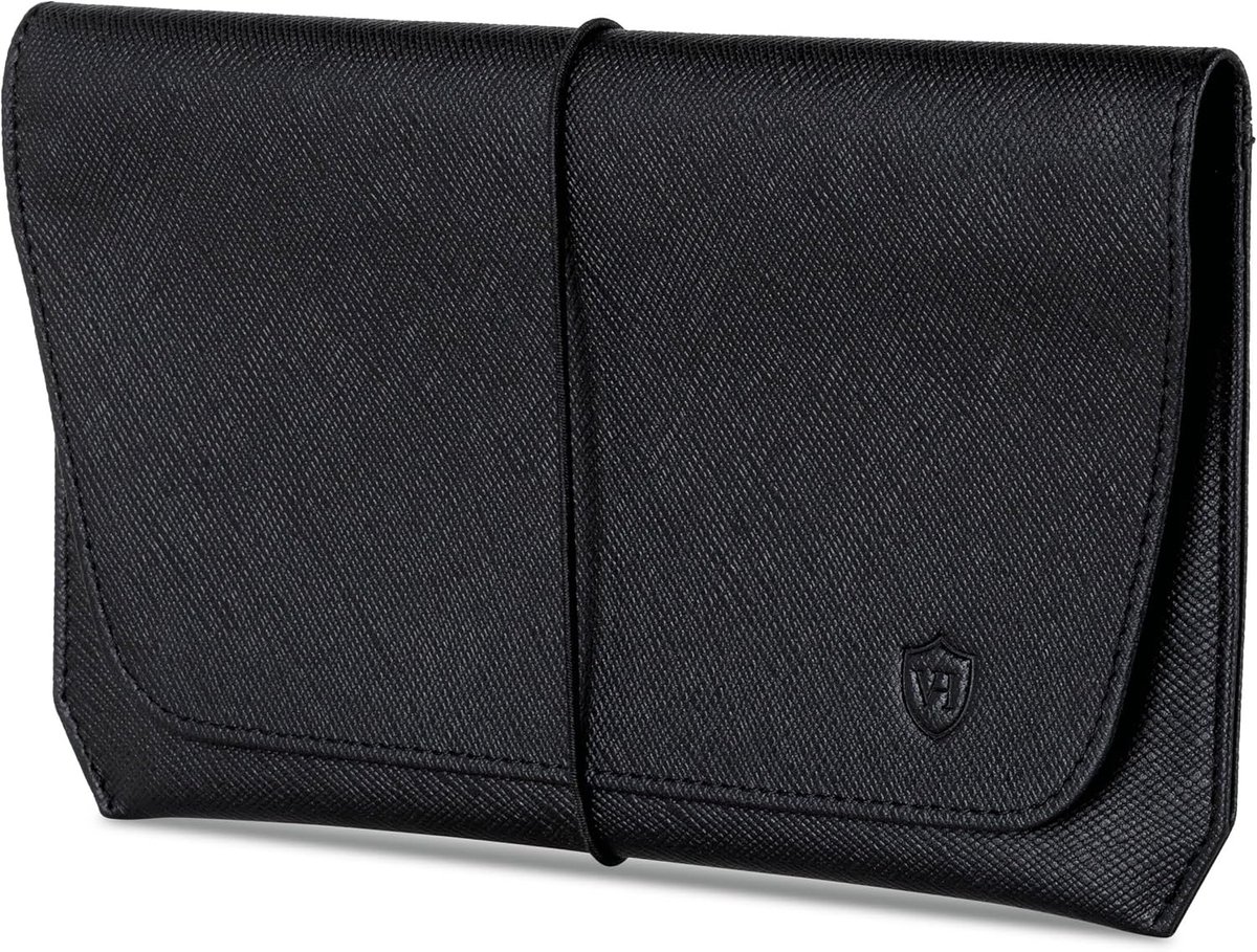 Thijox - Lederen Paspoorthoes met RFID-bescherming voor Dames en Heren - Zwart Saffiano - Slimme Wallet, Paraplu, Pennenetui, Laptoptas, Toilettas - E