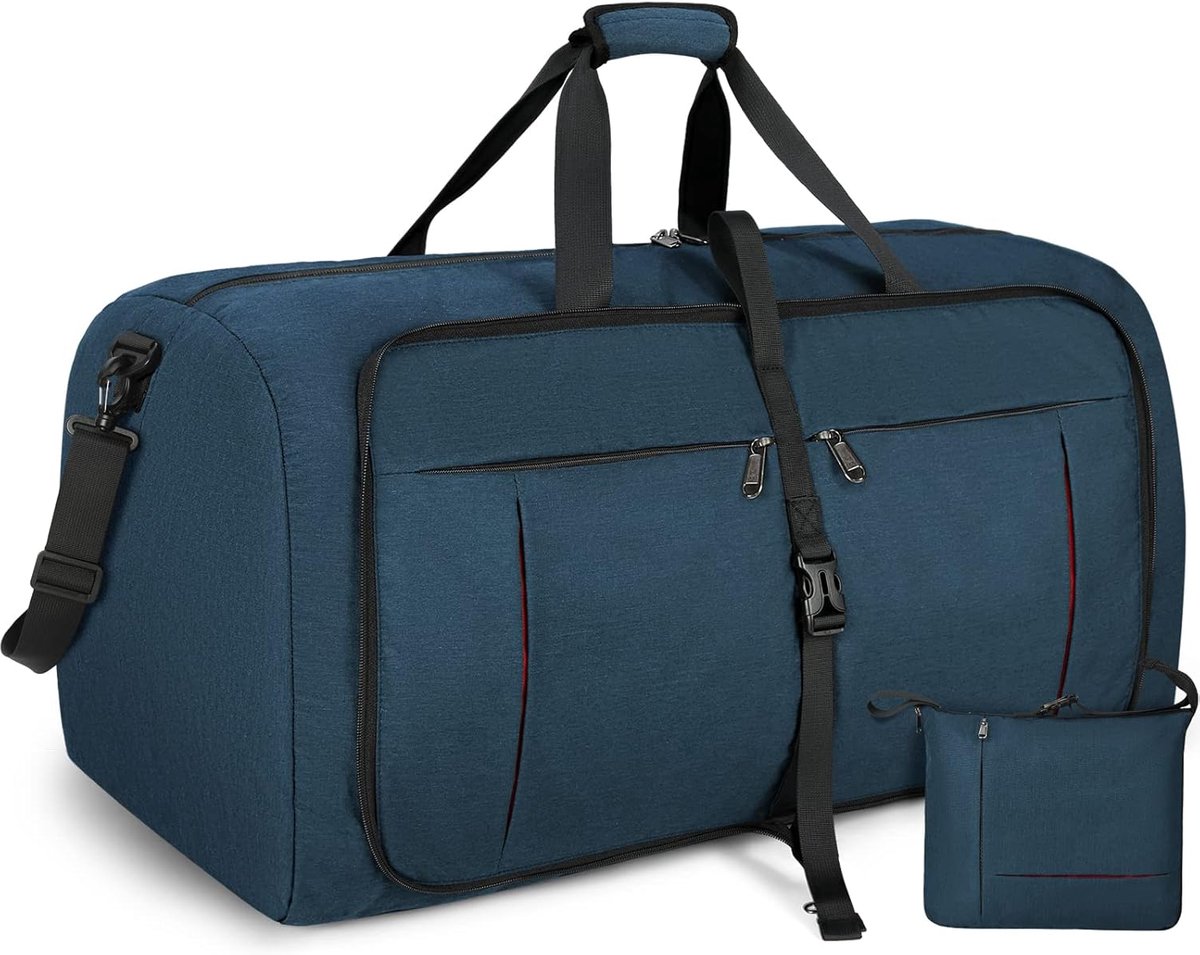 Thijox - Opvouwbare Reistas 65L/80L/100L - Sporttas voor Dames en Heren - Waterdicht Nylon met Schoenenvak - Lichte Weekendtas en Handbagage - Zwart/B