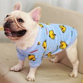 OLOEY Hondenpyjama- zachte en warme fleece onesie- schattig huisdierkostuum- outfit voor kleine en middelgrote honden- mopshond- Franse bulldog (blauw- XL)