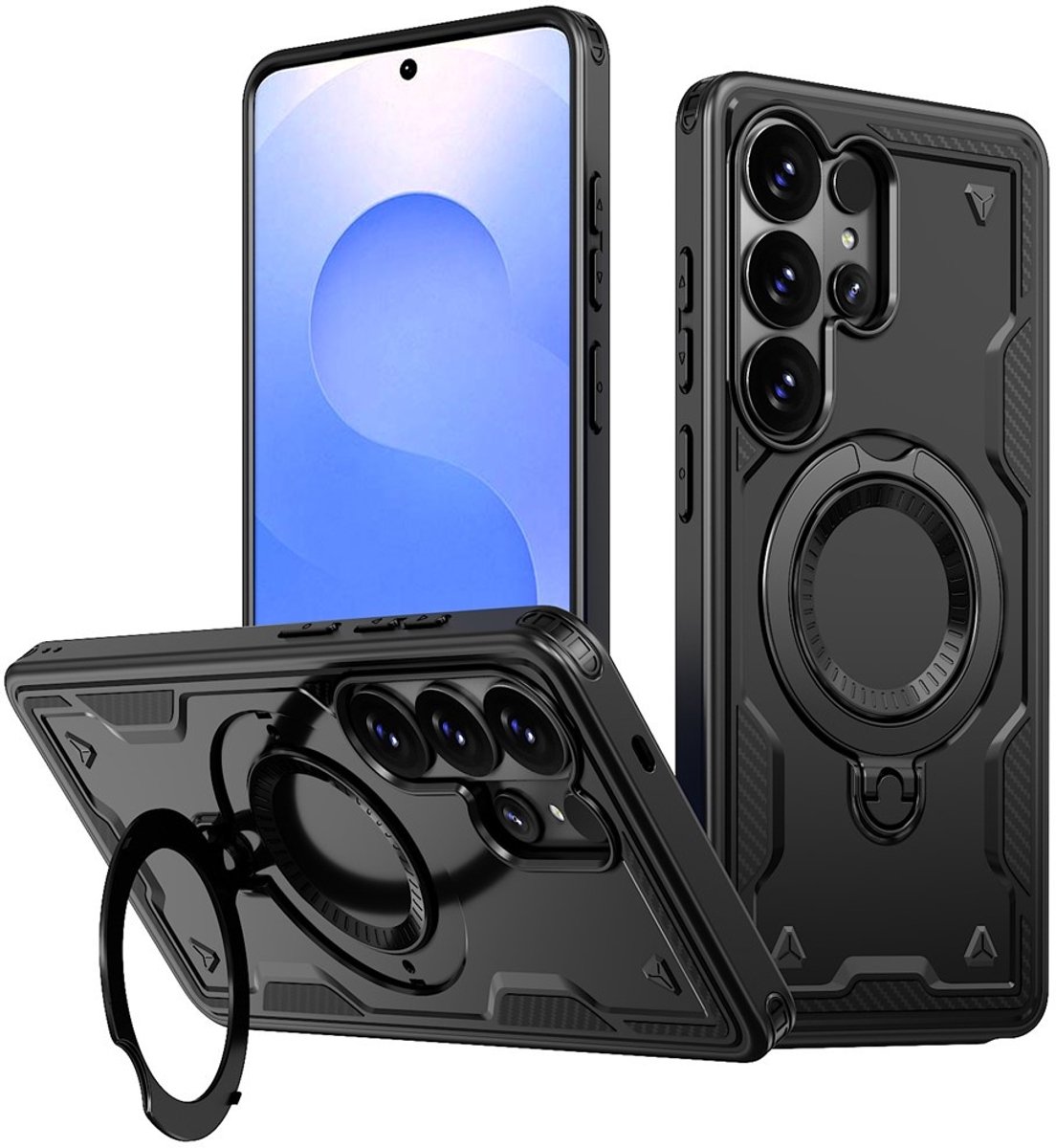 Coverup Hoesje - Geschikt voor Samsung Galaxy S26 Ultra Hoesje - Coverup Armor Back Cover met MagSafe Compatible Kickstand - Zwart
