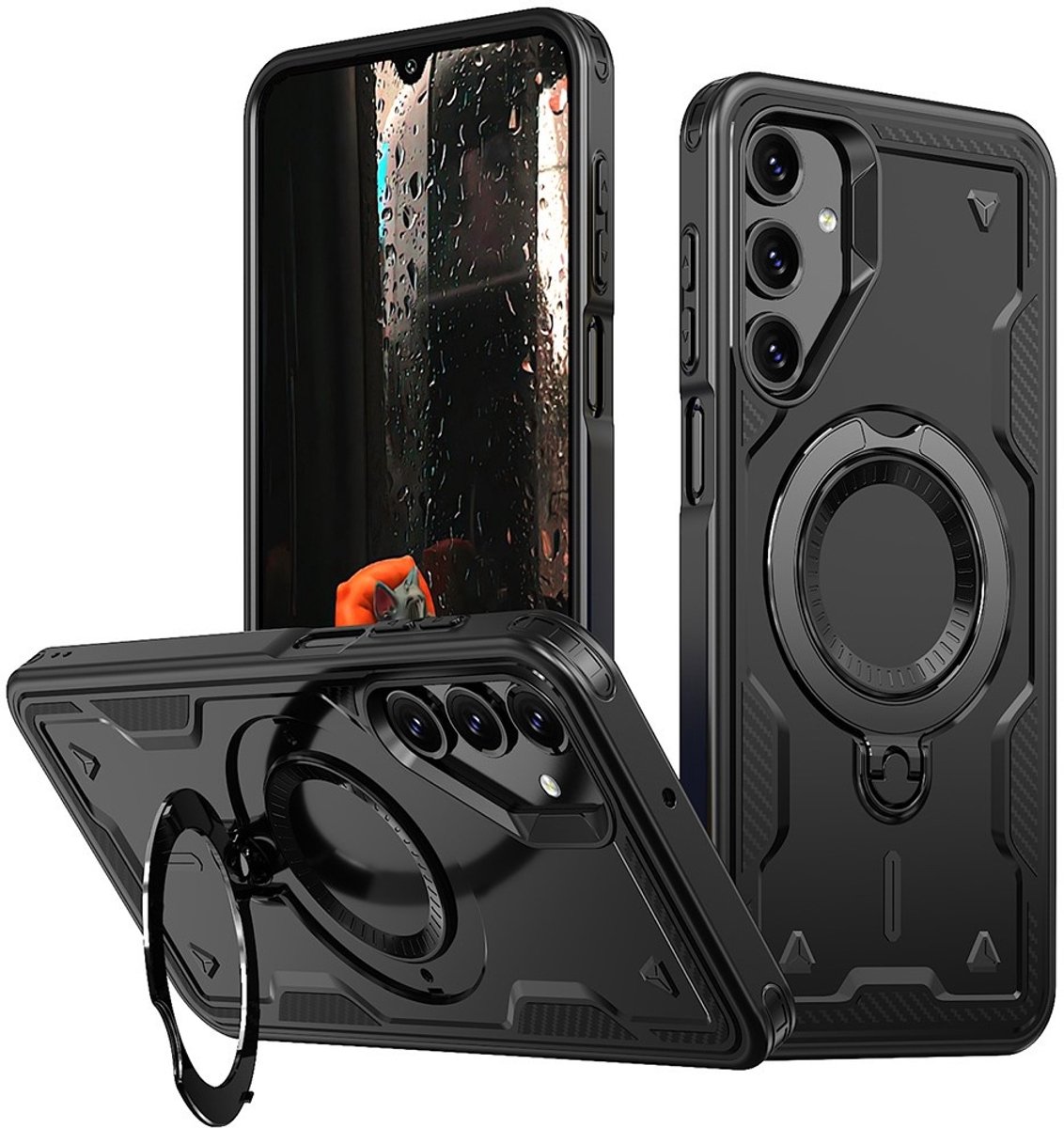 Coverup Hoesje - Geschikt voor Samsung Galaxy A16 Hoesje - Coverup Armor Back Cover met MagSafe Compatible Kickstand - Zwart