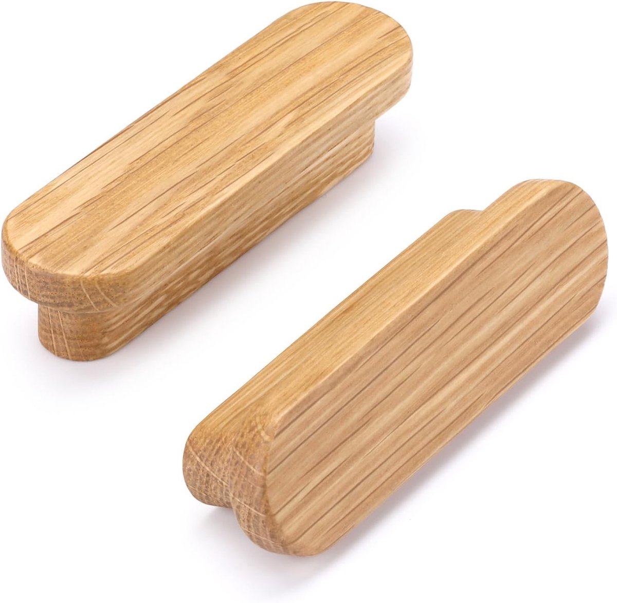 Houten meubelgrepen set van 6, 64mm gatenafstand, ideaal voor keukenkasten en lades, modern design in eikenhout