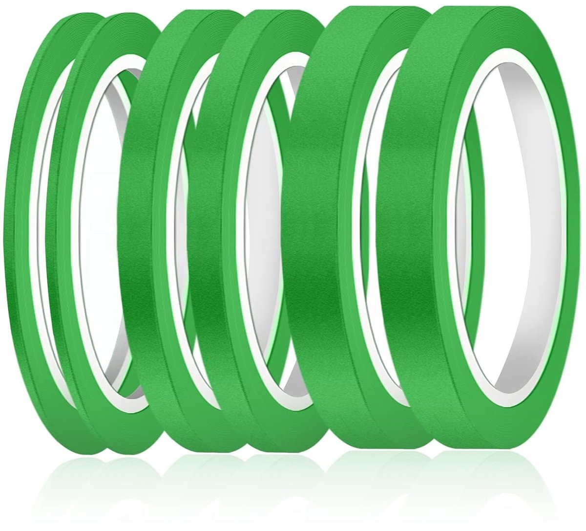 Fijne Maskertape in 6 Rollen, Kleurige Plakband voor Auto, School, Kantoor en DIY Projecten - 3/6/12.6mm Breed