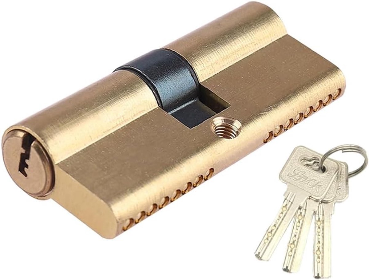 Cilinderslot met knopsleutel 35/35 voor houten deuren, inclusief 3 messing sleutels en geschikt voor badkamerdeuren