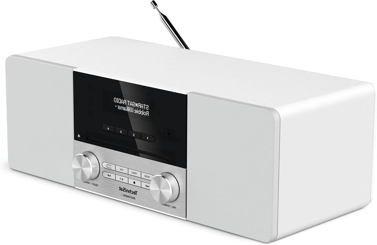 Stereo DAB Radio - Compact Systeem - Muziek Luisteren - Houten Behuizing Aluminium Front