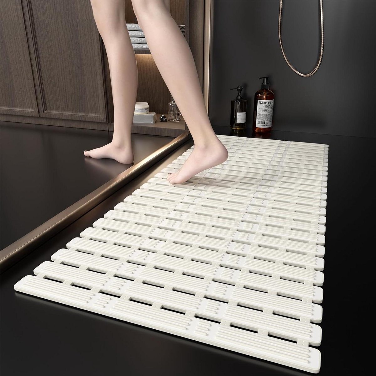 Douchemat Antislip - Badmat Veiligheid - Veilig Douchen - Krachtige Zuignappen - 90 x 40 cm - Wit
