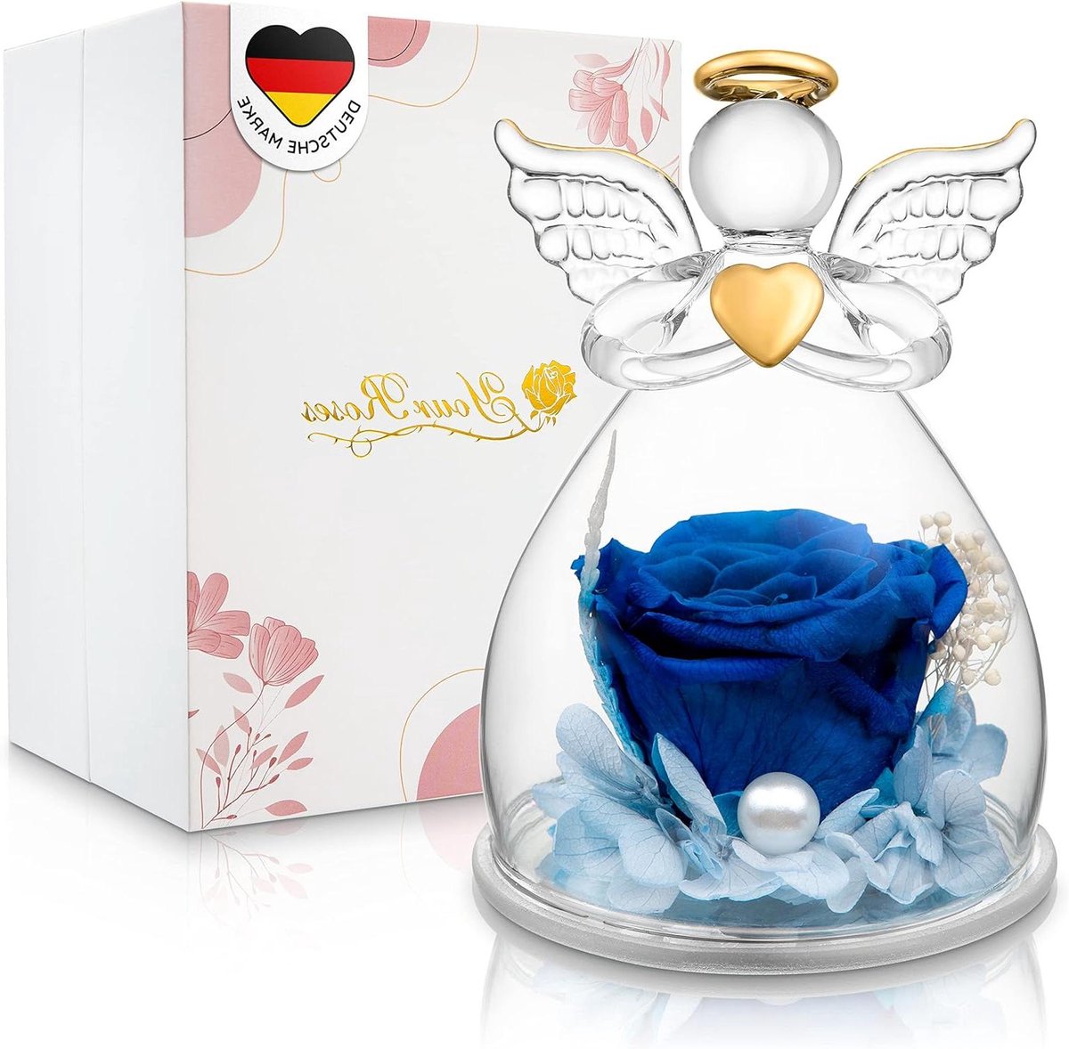 Roos in Glas - Gedroogde Bloemen - Cadeau Geven - Meerdere Jaren Houdbaar - 73 x 73 x 105 cm