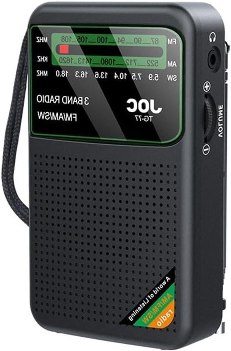 Draagbare Radio - Mini Ontvanger - Muziek Luisteren - Oplaadbare Batterij - Compact Formaat - Zwart