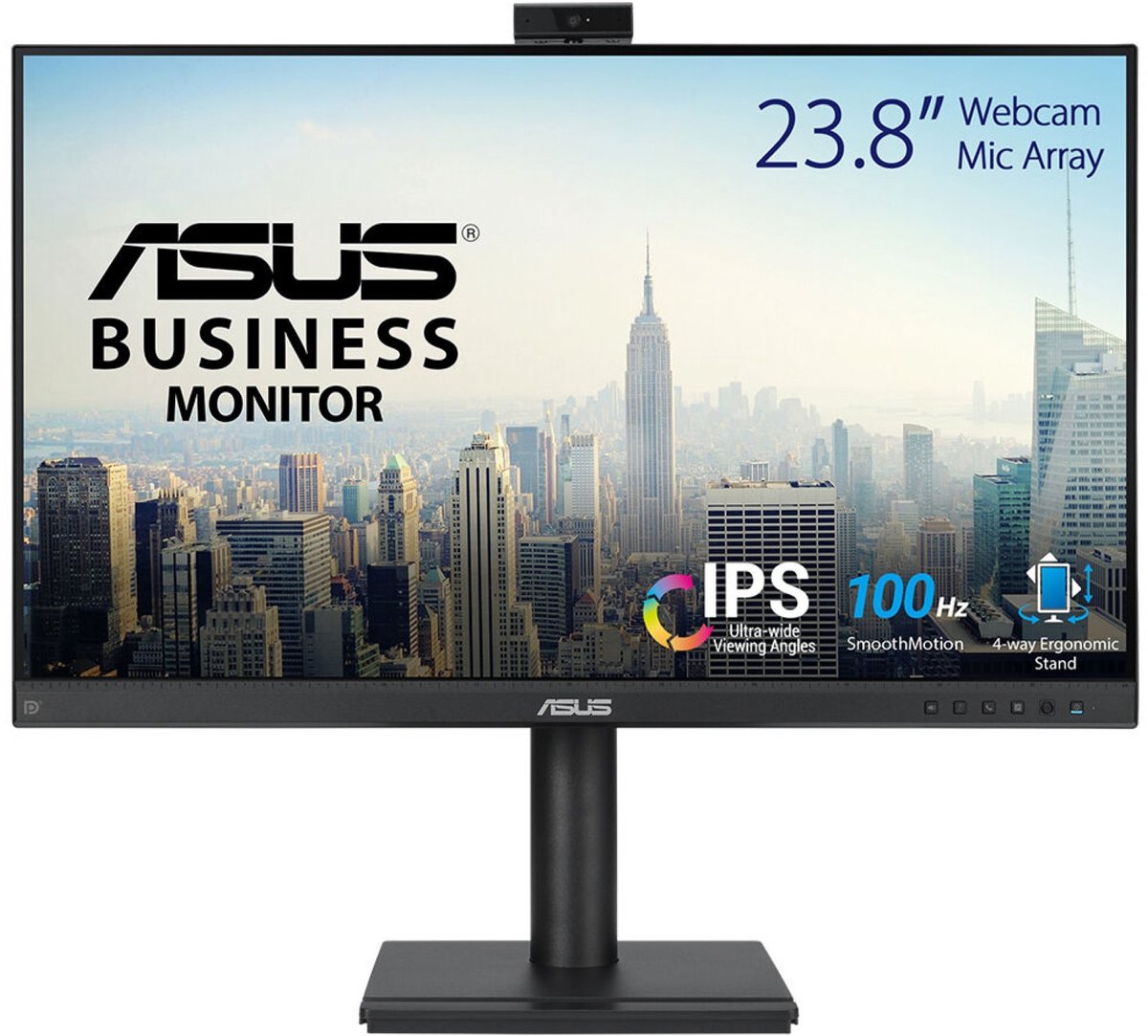 ASUS BE249QFK Video Conferencing Monitor ledmonitor Webcam, 100 Hz, VGA, HDMI, DisplayPort, Audio