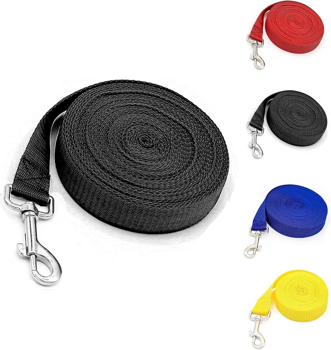 Honden Trainingslijn - Lange Leash - Gehoorzaamheid Trainen - Versterkte Stiksels - 10 Meter - Zwart