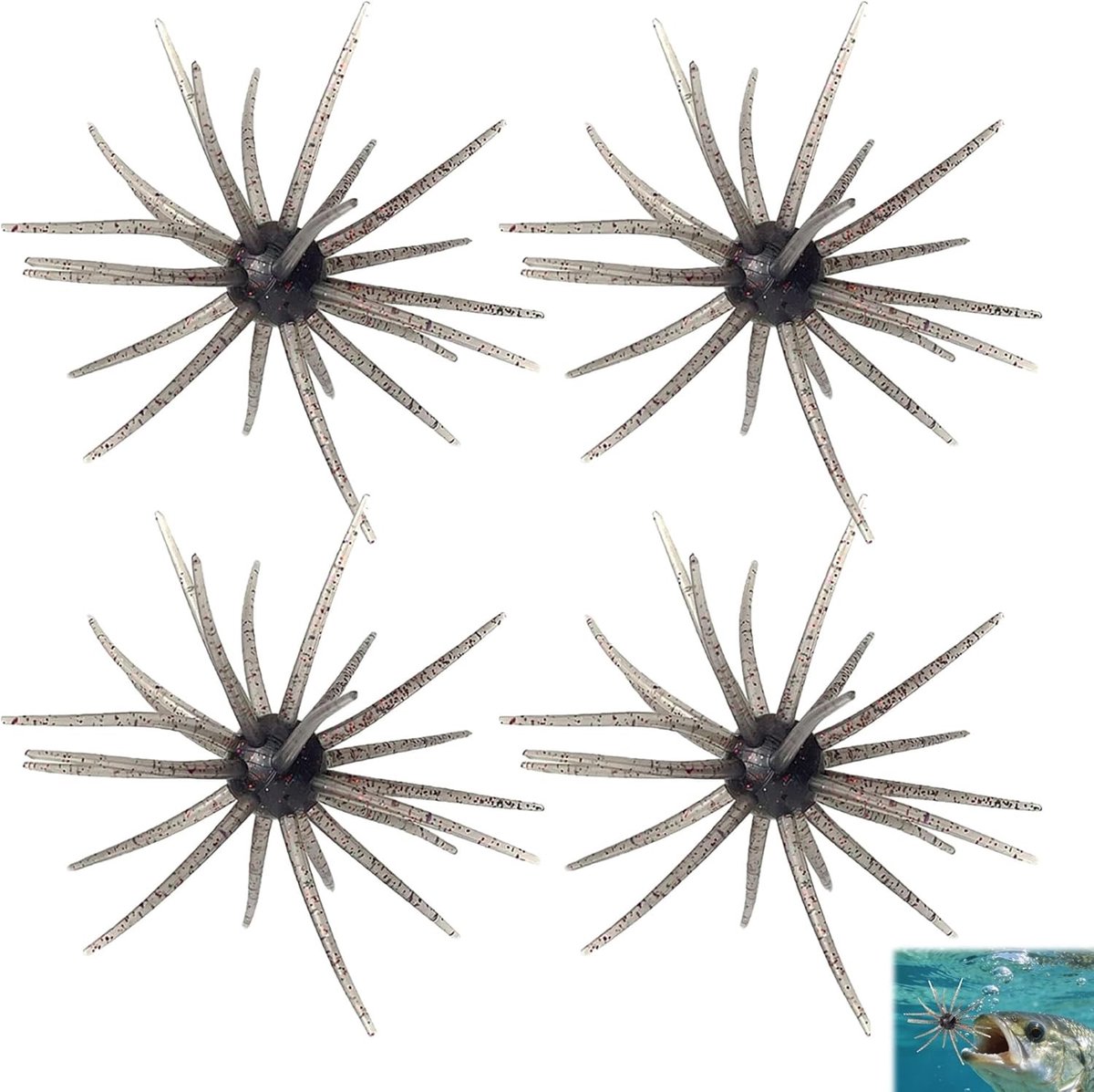 Zachte zee-egel lokaas met reflecterende flitsfolie - 4 stuks voor zoet en zout water, ideaal voor vissen in rivieren, meren en beken