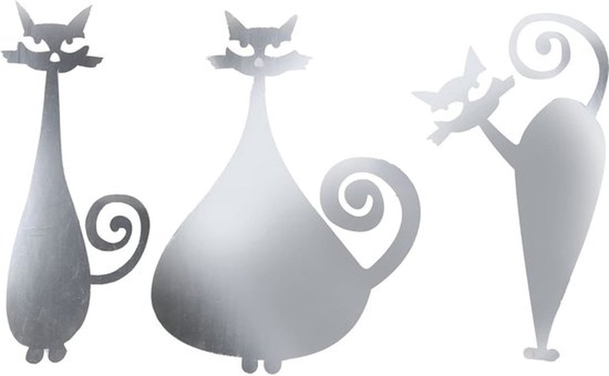 DIY Spiegel Muurstickers Cartoon Kat Vorm Decals voor Huis Woonkamer Slaapkamer Zilver DIY