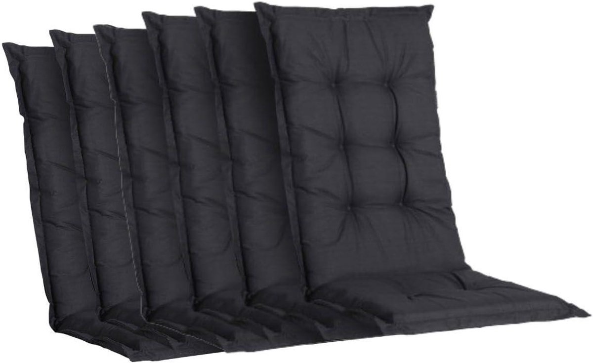 Stoelkussens Hoge Rug - Tuinkussens Set - Buiten Zitten - Verstelbare Bevestiging - 123 cm Lengte - Zwart