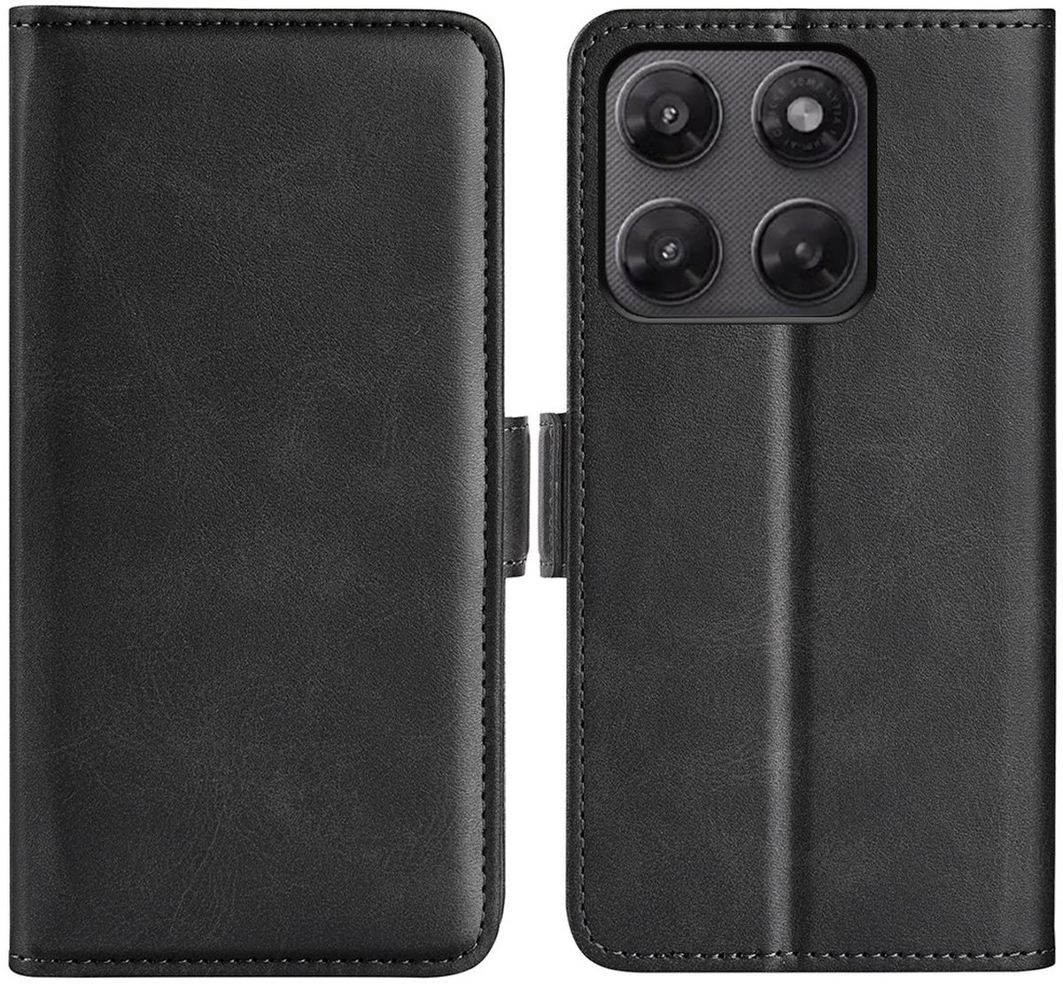 MobyDefend Hoesje - Geschikt voor Motorola Moto G37 / G47 - Luxe Wallet Book Case (Sluiting Zijkant) - Zwart