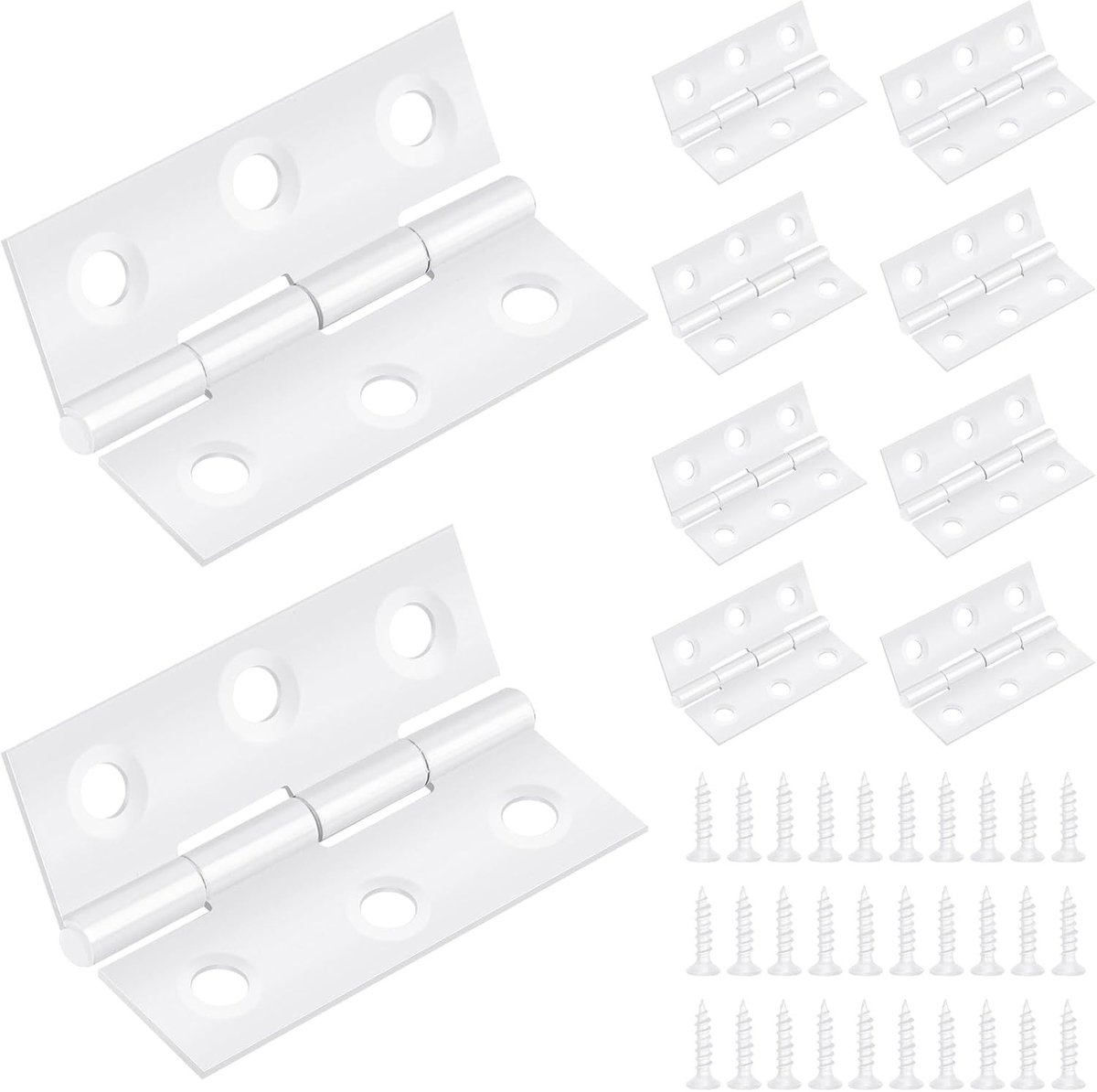 Set van 10 Vouwbare Scharnieren 44mm × 31mm RVS Deurscharnieren voor Buiten, Inclusief 60 Schroeven voor Deuren, Ramen en Kasten