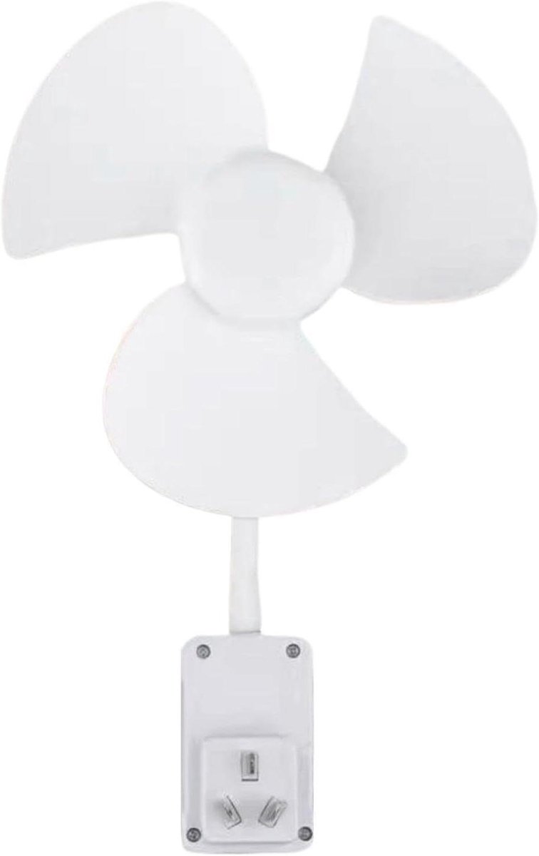 Stopcontact Ventilator - Stekker Ventilator - Persoonlijke Verkoeling - Flexibele Nek - 14x8x14 cm - Wit