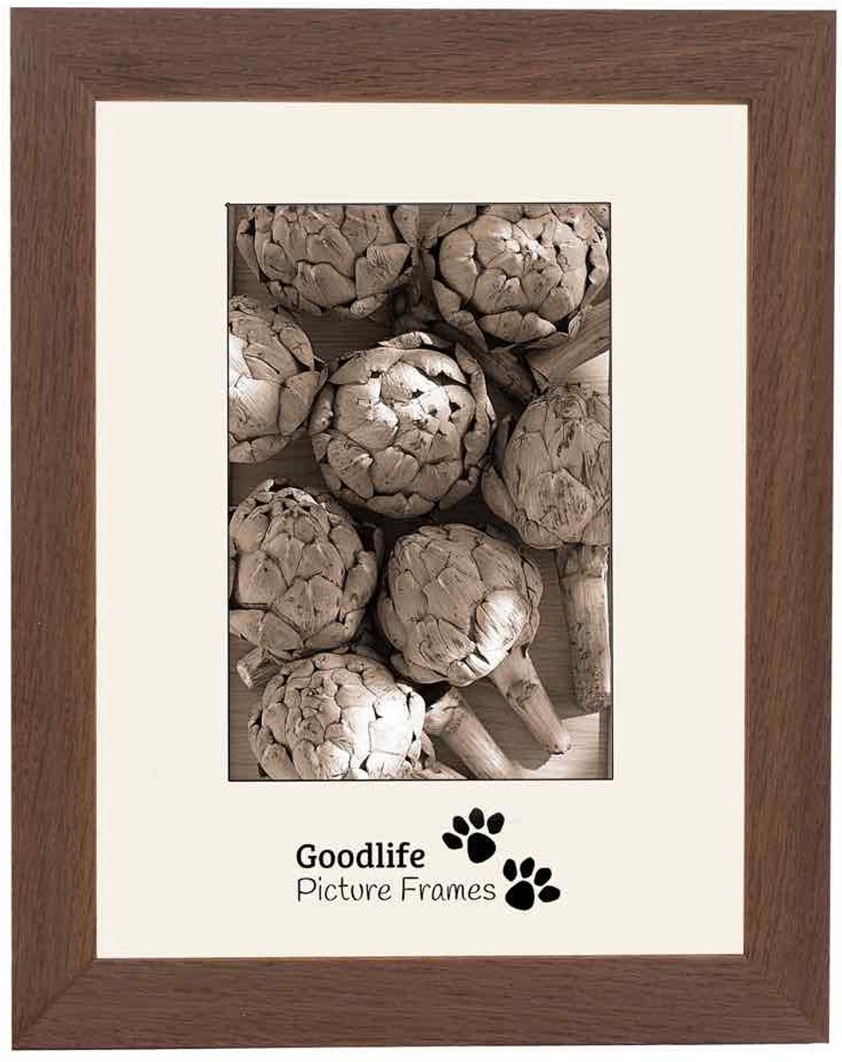 Houten Fotolijst Heritage-2 Bruin Eik - 20x25 - Helderglas - 32 mm breed profiel - Goodlife Picture Frames