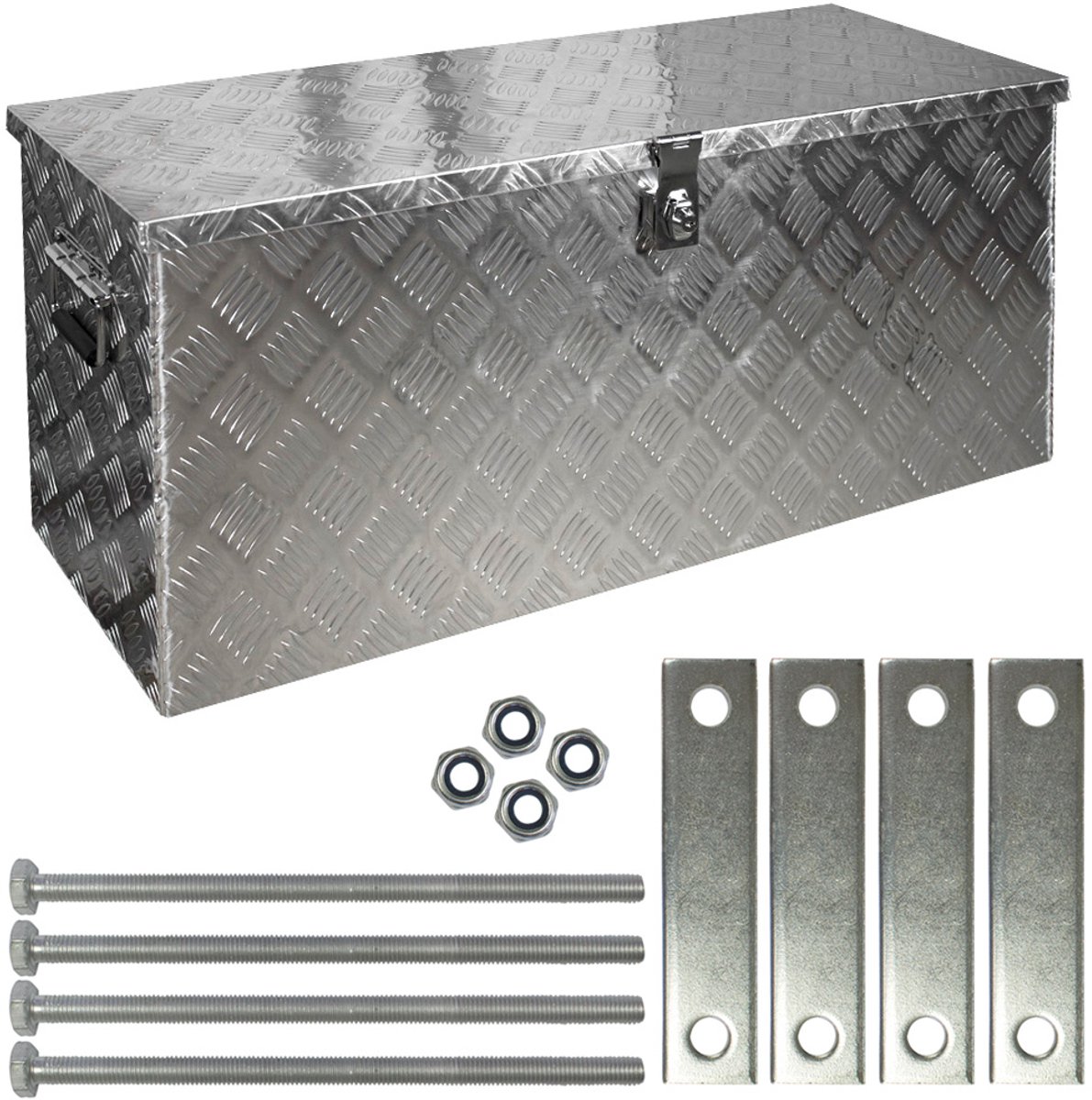 trucky Aluminium gereedschapskist voor vrachtwagens, model D120, 89 x 36 x 42 cm, afsluitbaar, robuust traanplaatmateriaal, inclusief montageset, voor werkplaats, auto en hobby