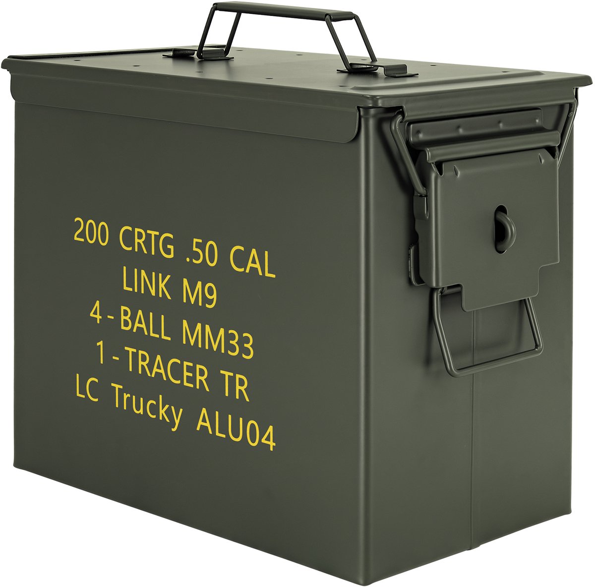 Trucky Munitiekist – Metalen kist / Opbergdoos met deksel – 33 x 19 x 28 cm – Legergroen metaal