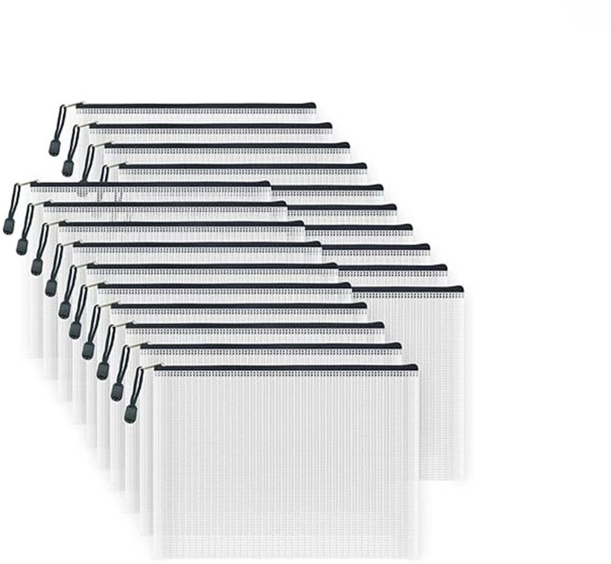 20stuks - documentenmap - documenthouder - documentenmap a5 - plastic rits zakken a5 - sorteermap - doorzichtige zakjes - Zwart