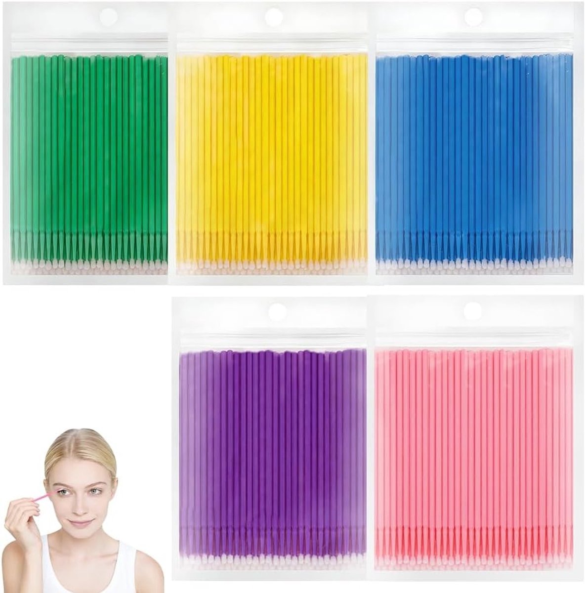 500 Stuks Micro Applicators Wegwerp Micro Brushes voor Precisie Oogmake-up, Wimperextensions en Nagelkunst