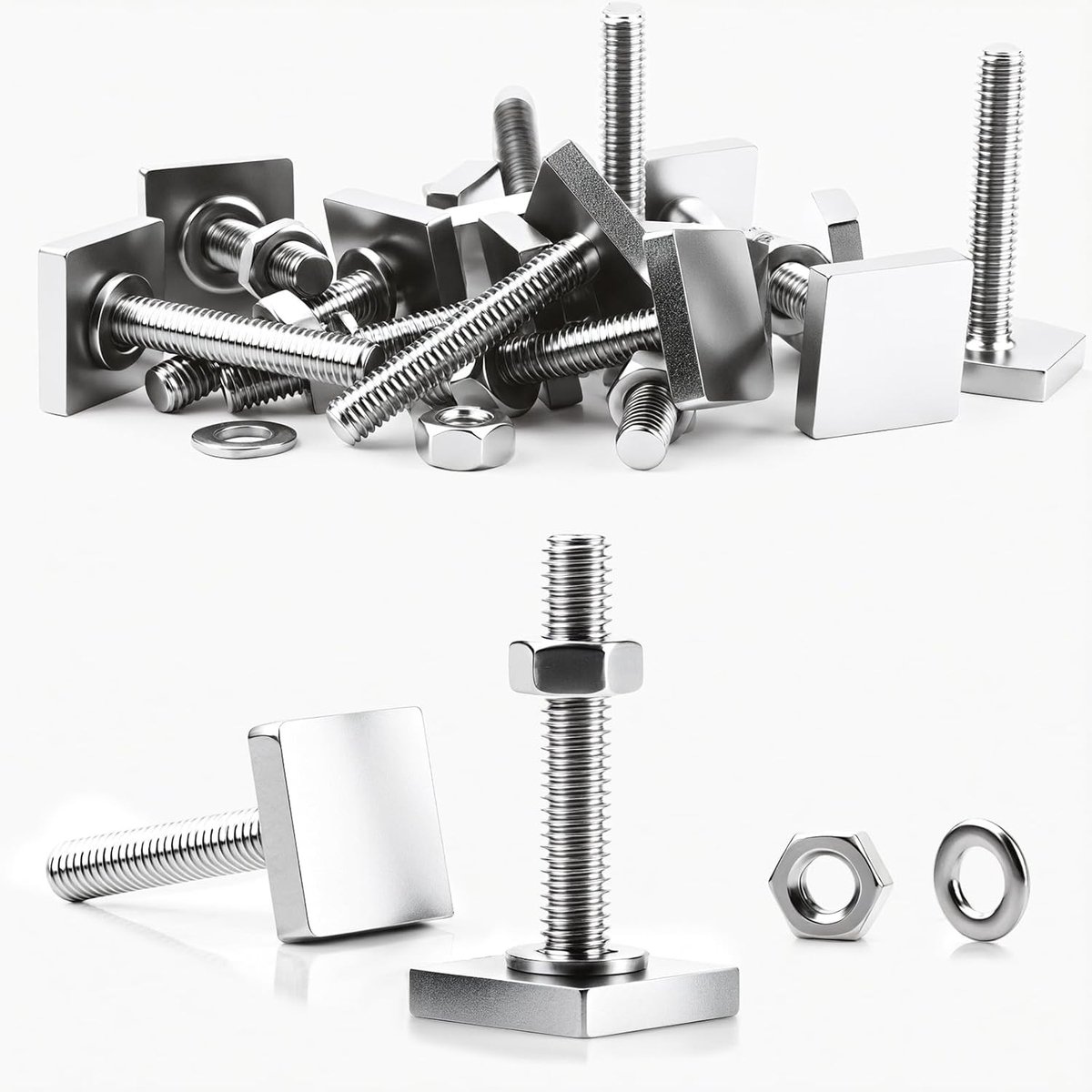 8 Stuks T-groef Adapter Slide Blocks M6x35mm voor Dakkoffer Bevestiging - Roestvrijstalen M6 met Moeren en Ringen voor Fietsendrager en Dakkoffer Rail 20x20mm