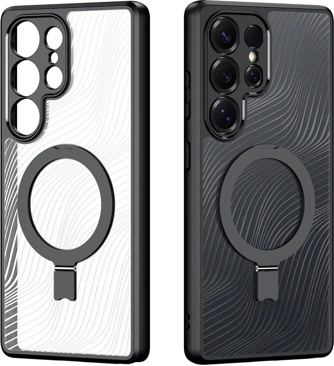 Dux Ducis Aimo Geschikt voor Samsung Galaxy S26 Ultra - Compatibel met MagSafe / Qi2 - Back Cover met Magneet - Uitklapbare Kickstand Standaard - Matte Zwart
