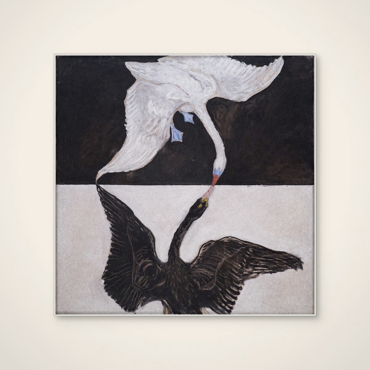 Akoestisch schilderij - 100 x 100 cm - Hilma Af Klint the Swan van Hilma Af Klint - Abstracte wanddecoratie - wit textielframe