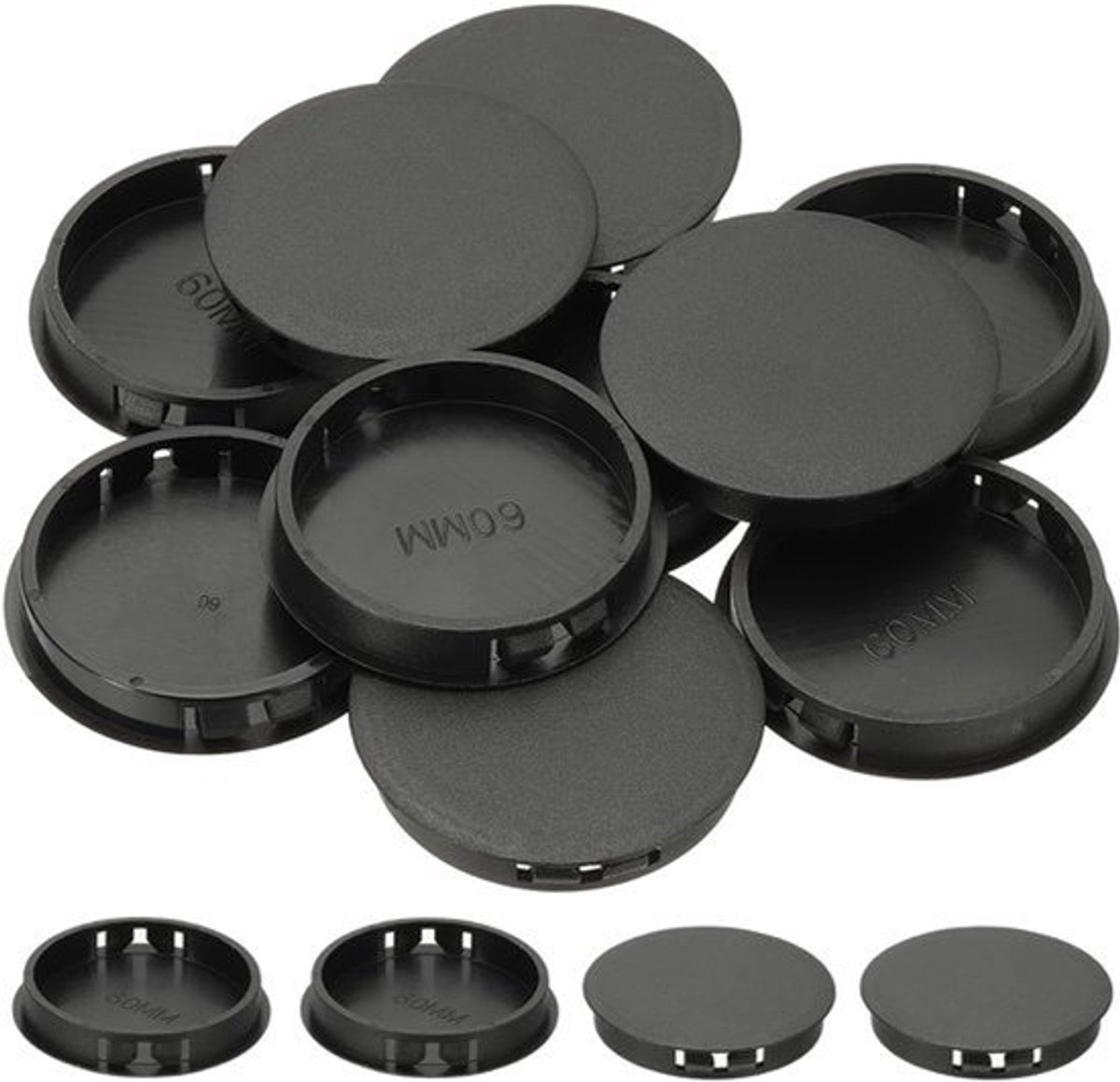 Plastic Hole Plugs 60mm - 34 Stuks - Zwart - Nylon Materiaal