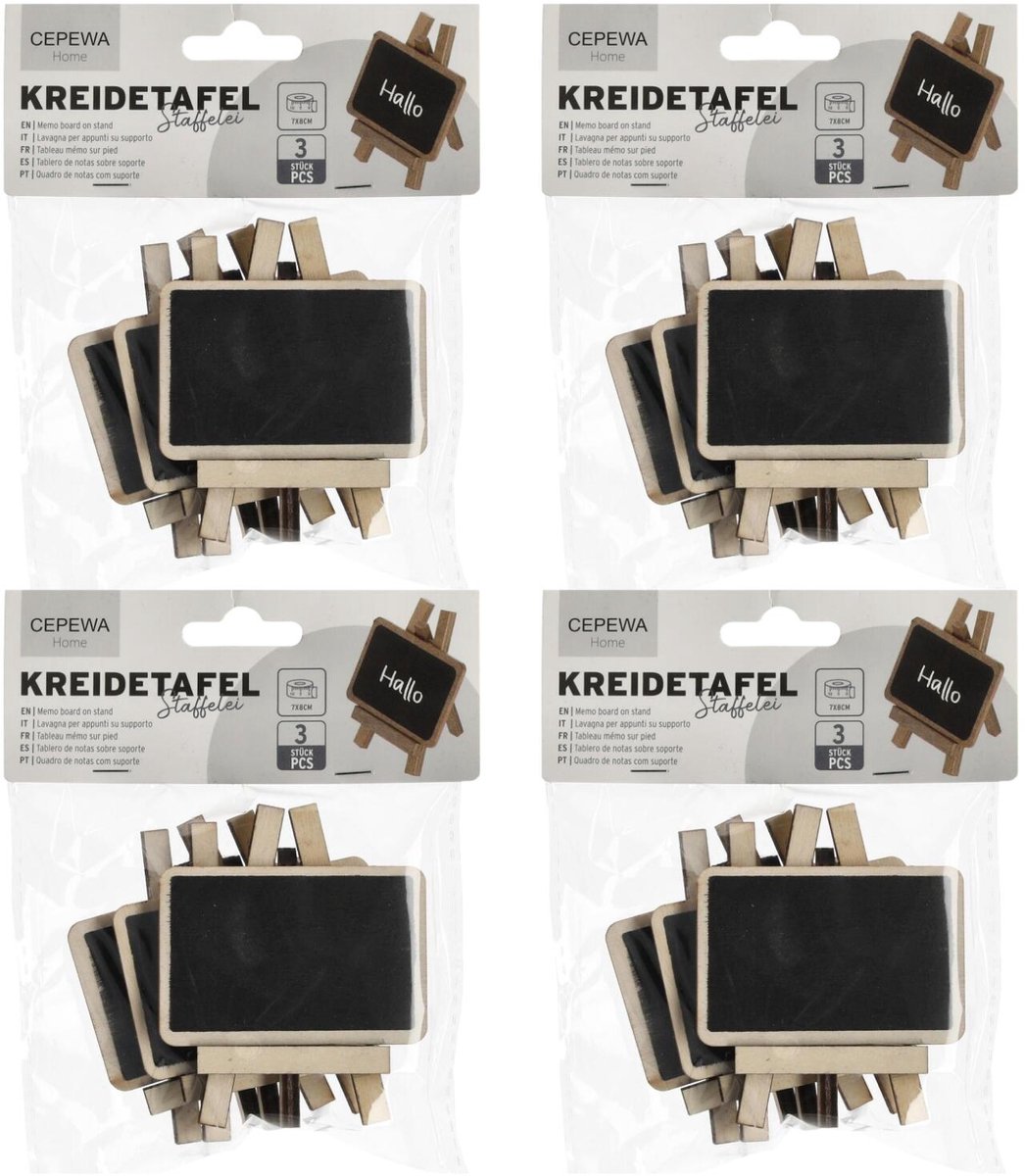 Cepewa memobordjes - 12x - 7 x 8 cm - krijtbordje - naambordje/plaatskaartje - tafelschikking