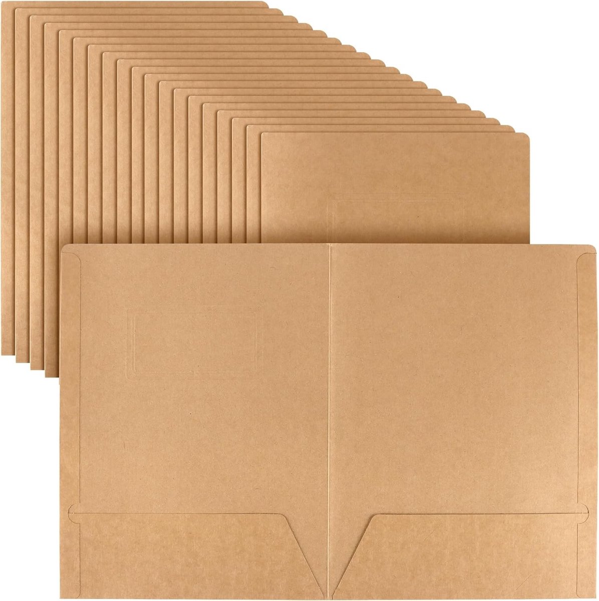 20 Stuks A4 Kraftpapier Bestandsmappen met Visitekaartjessleuf voor Rapporten en Schoolprojecten, Ideaal voor Presentaties en Organisatie