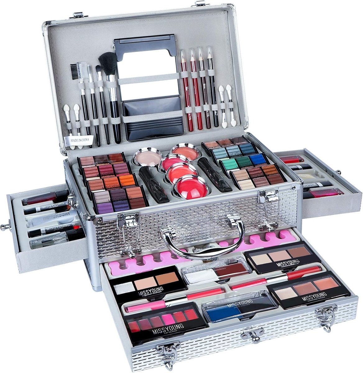 Complete Make-up Set met Oogschaduw Palet, Cosmetica Trousse en Make-up Accessoires - Perfect Cadeau voor Vrouwen, Make-up Tassen, Schoonheid Essentials