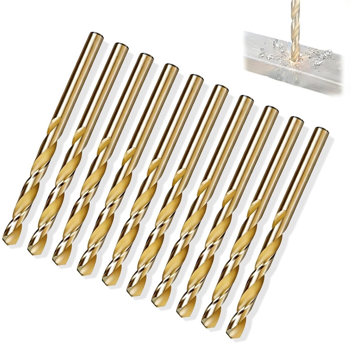 Professionele spiraalboren set van 10 stuks, 3,0 mm, voor metaal en roestvrij staal, DIN 338, duurzame snijkant voor precisieboren in de industrie en reparatie
