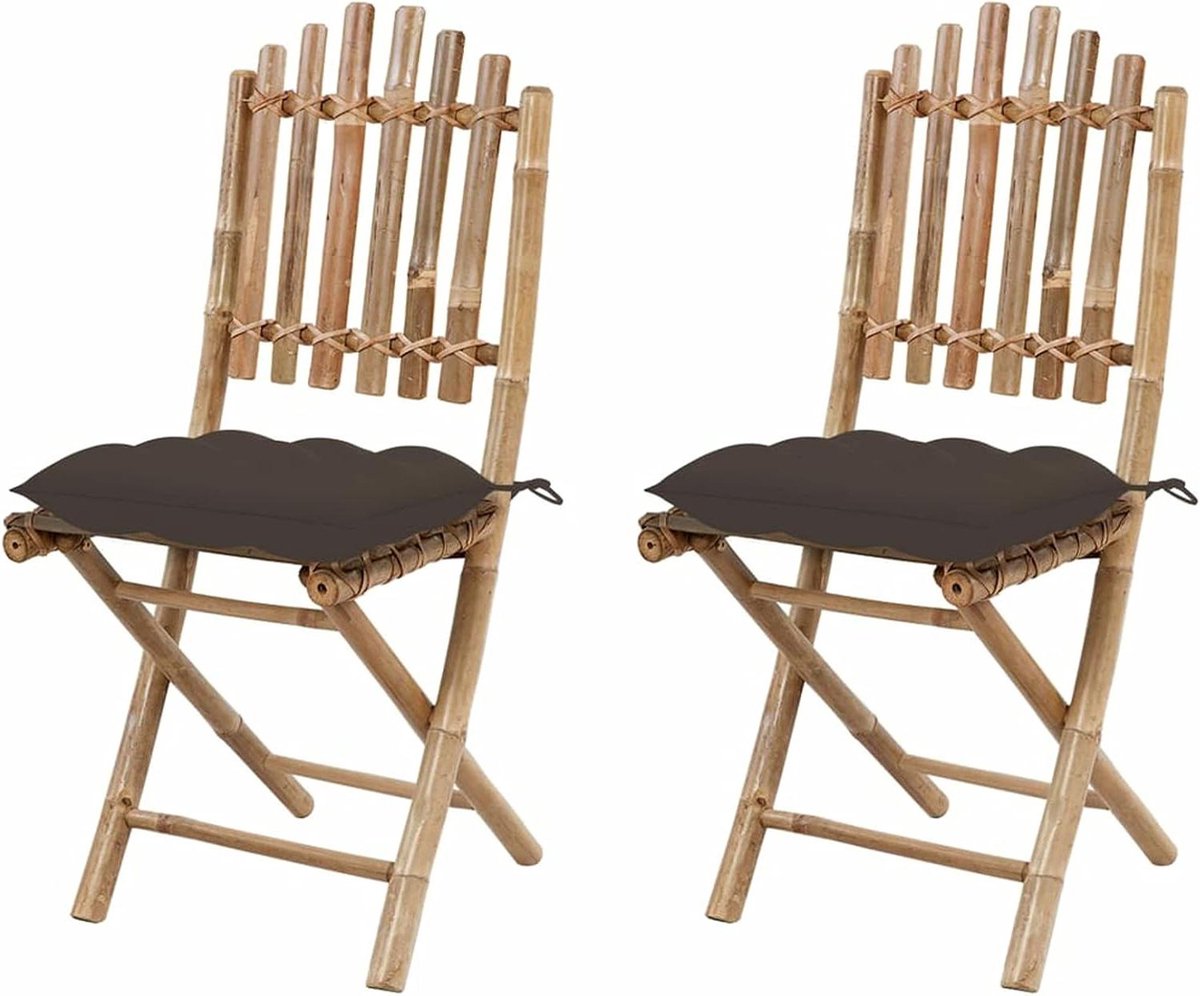 Tuinstoelen met kussens - Balkonstoelen Klapstoelen - Buiten dineren - Inklapbaar ontwerp - 50 x 42 x 92 cm - Grijs