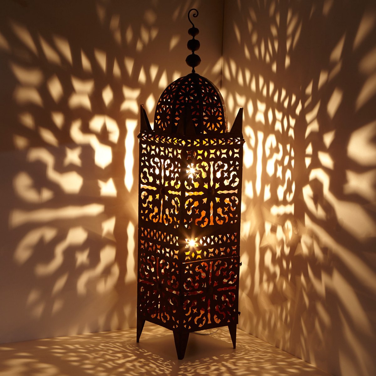 Oosterse ijzeren lantaarn – Marokkaans – Minaretvorm – Roestkleur – Firyal 136 cm