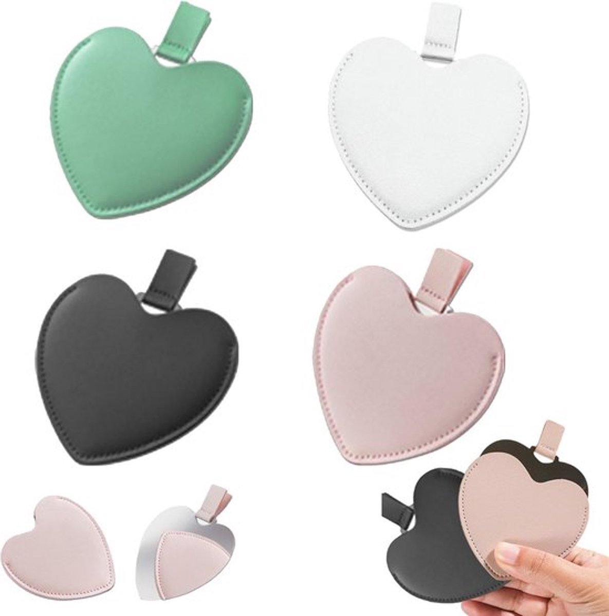 Draagbare Make-upspiegel Set van 4 - Mini Zakspiegels voor Thuis en Onderweg - Perfect voor Cadeaus