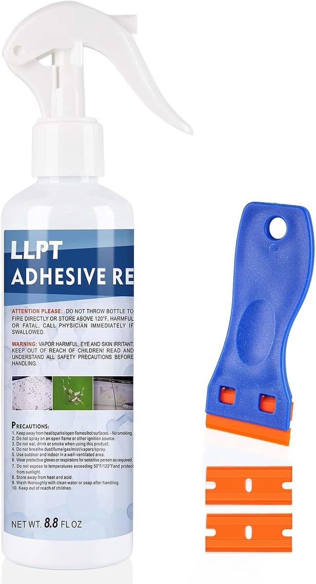 Effectieve Lijmverwijderaar Spray 260 ml voor Stickers, Plakband en Vettige Vlekken met Inclusief Plastic Schraper