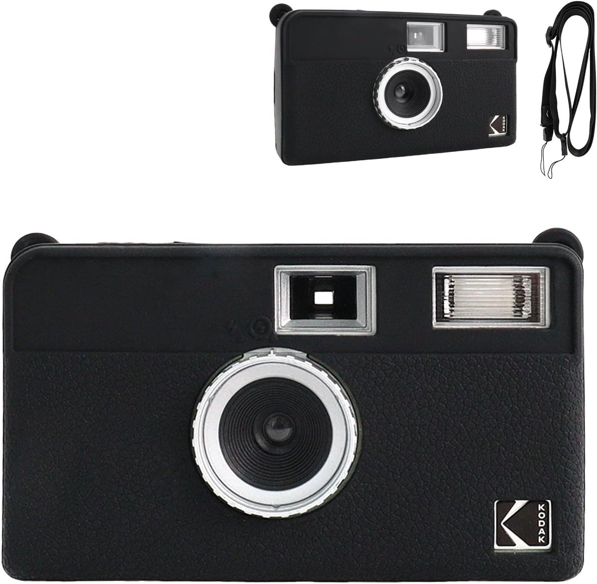 Zachte Siliconen Camera Case voor Kodak EKTAR H35 Half Frame Filmcamera met Schouderriem - Zwart, Bescherming, Accessoires, Duurzaam