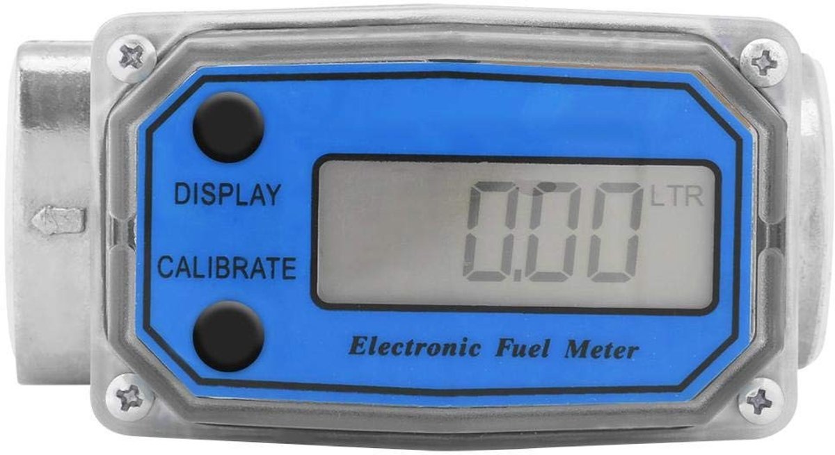 Mini Digitale Turbine Flowmeter LCD-scherm voor Meten Kerosine Benzine 15-120L 1 "NPT(Blauw) .