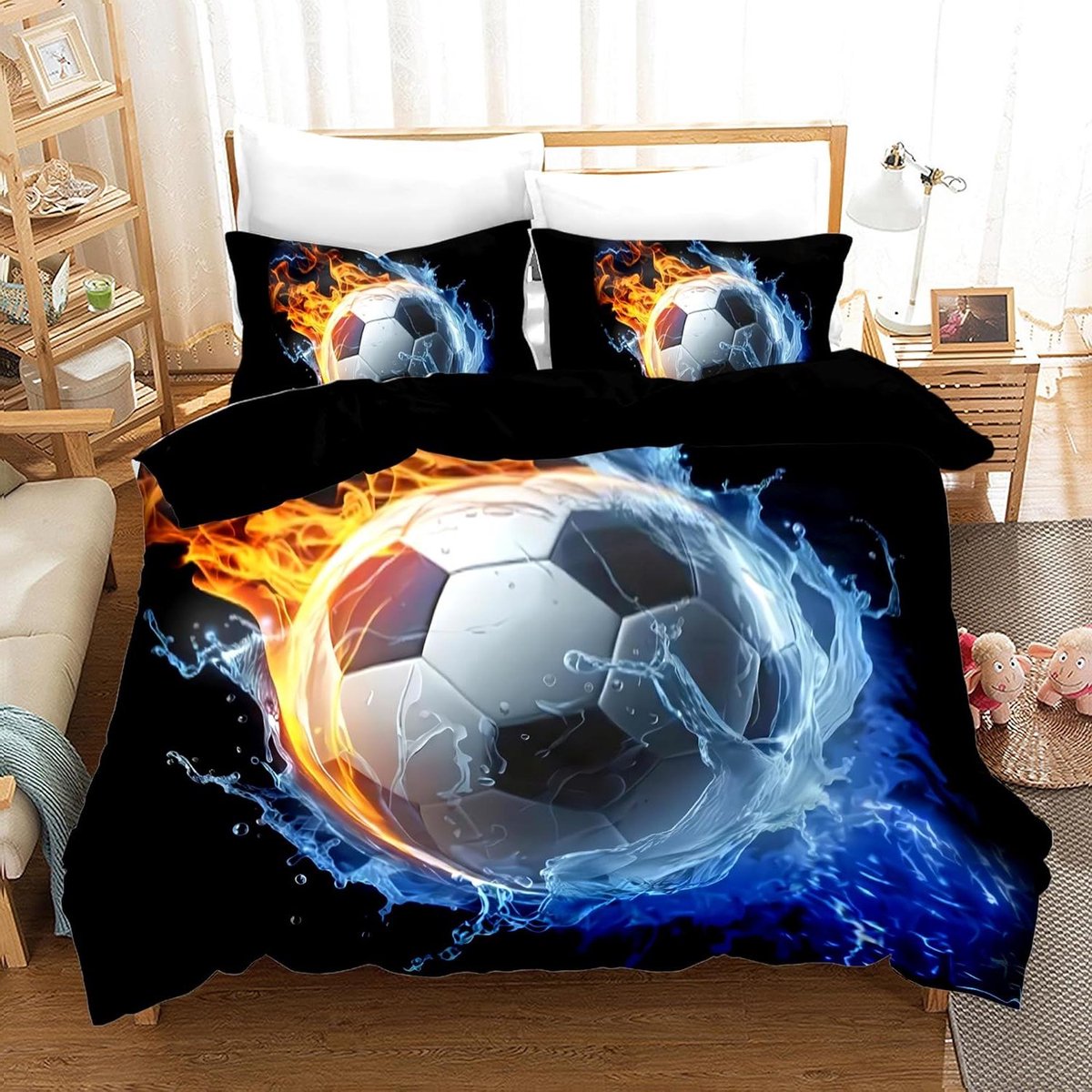 Dekbedovertrek Voetbal - Beddengoed Set - Slaapkamer Decoratie - Kreukvrij Microvezel - 20