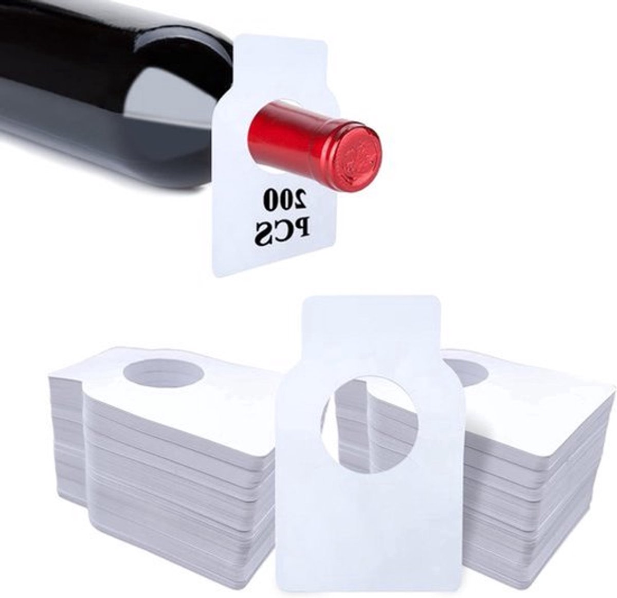 200 Pack Witte Wijnfles Tags - Wijnkelder Etiketten voor Wijnrekken en Kelders - Flessenetiketten - Wijnlabels - Organiseer je Wijnflessen met Hangtags