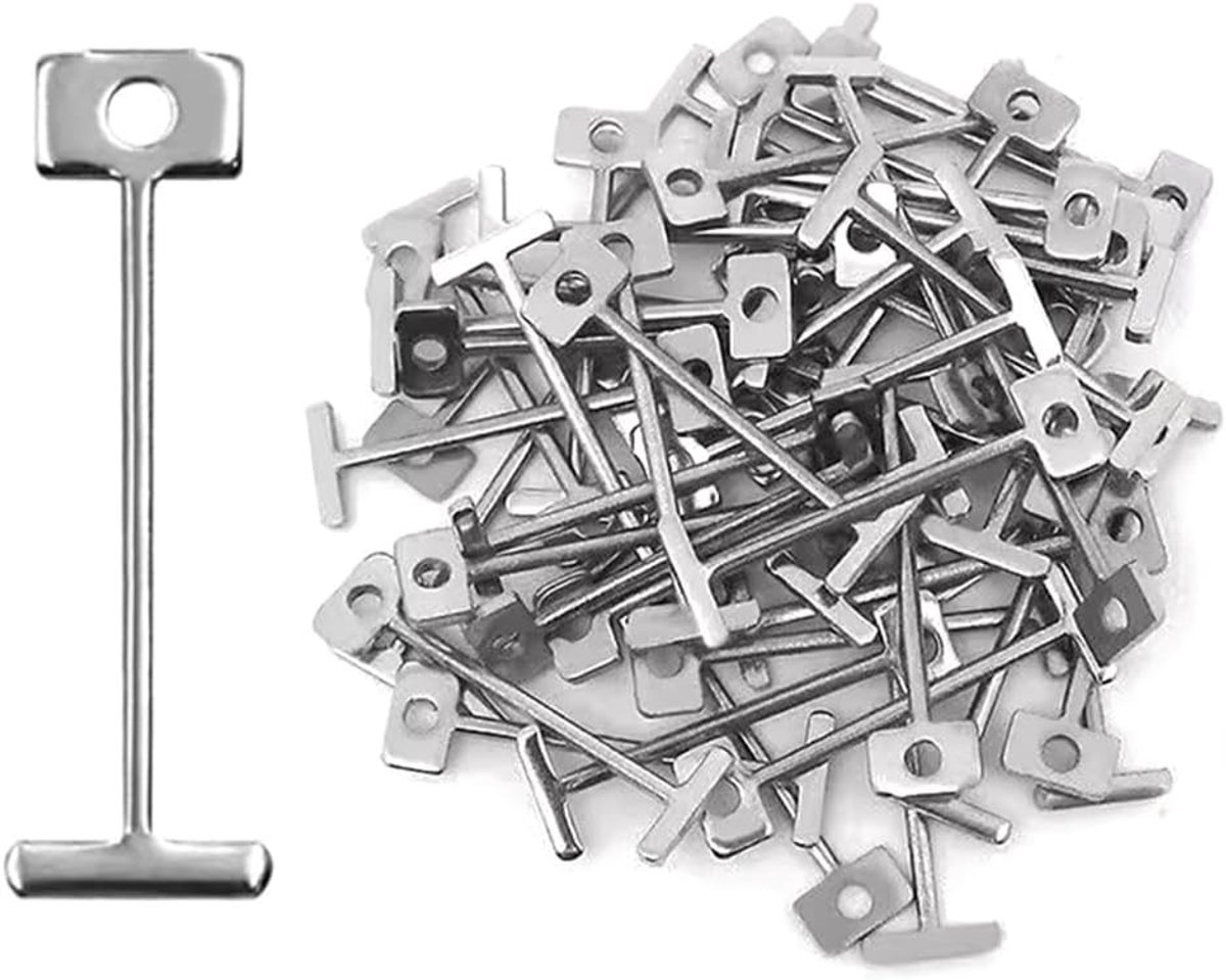 100 Stuks T-Pins Vervangingsnaalden 1.5mm Herbruikbare Stalen Pins voor Tegel Niveau Systeem en Vloerconstructie Tools