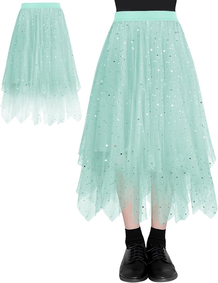 Elegante Tulle Rok voor Vrouwen, Asymmetrische Plissé Rok voor Buikdans, Bruiloften en Feestjes, Perfect voor Carnaval en Speciale Gelegenheden