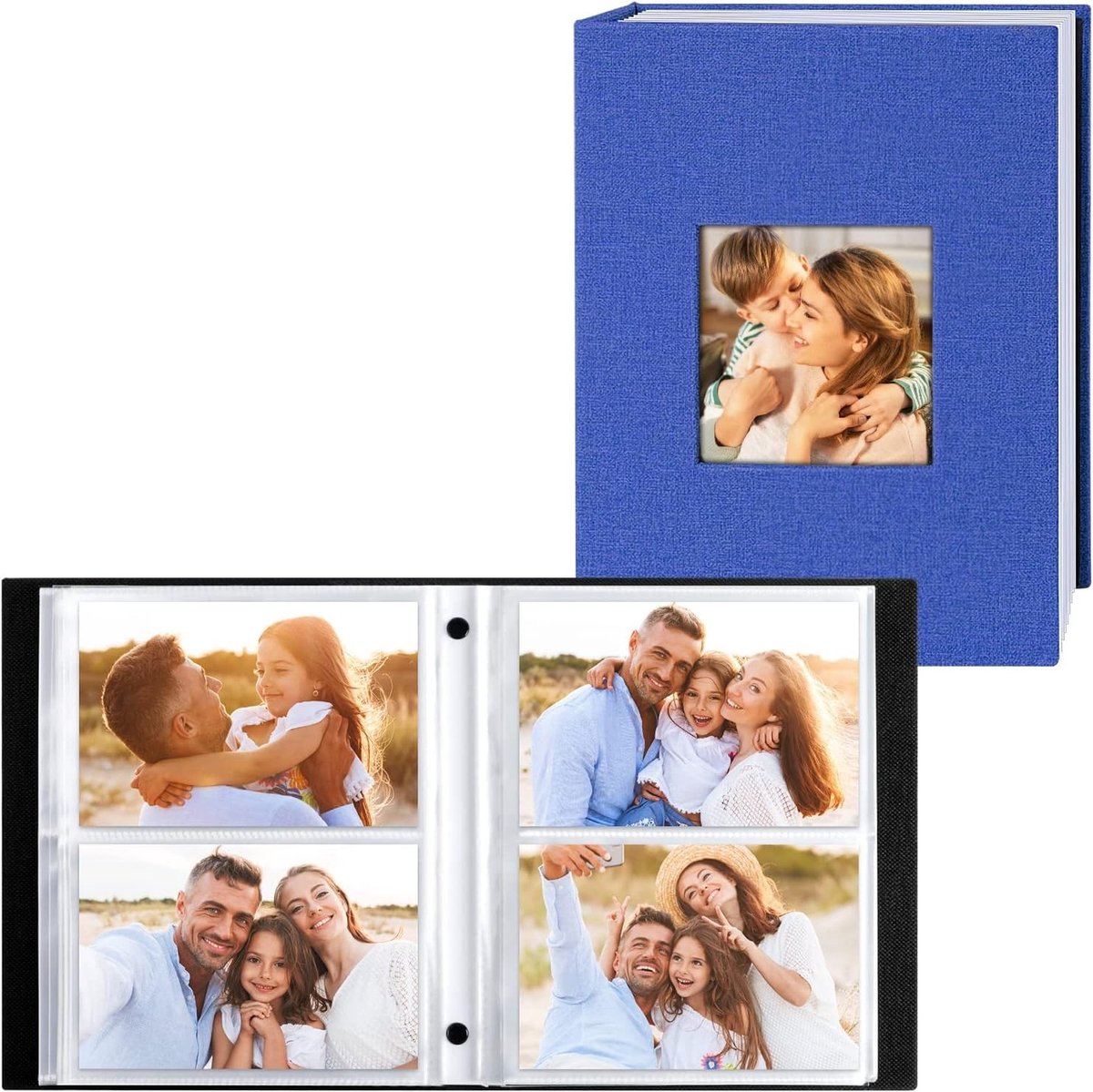 Fotoalbum 10 x 15 cm voor 200 foto's, 2 pakketten, linnen afwerking, ideaal voor landschap foto's, blauw