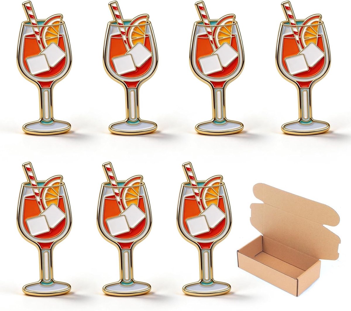 8 stuks metalen pinnen met drankjes patroon, kleurrijke aansteckers voor kleding en accessoires, perfect voor jeansjacks en tassen (8 stuks/set)