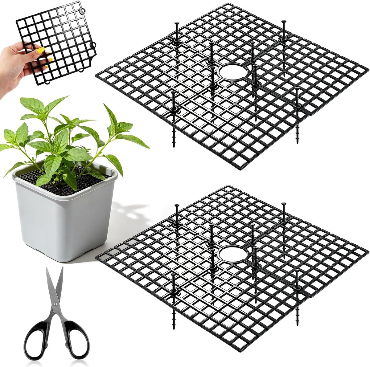 Beschermnet voor Planten, Set van 2, 30 cm Vierkant, Kattenbescherming, Veilig voor Kinderen en Huisdieren, Ideaal voor Binnenplanten