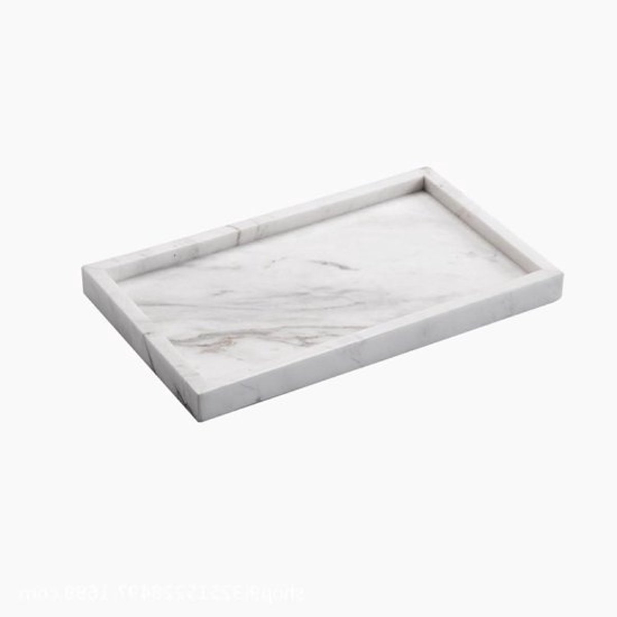 Badkamerdienblad van duurzaam hars in marmerkleur, 20 x 10 cm, ideaal als sieradenbord, serveerschaal voor kaarsen, handdoeken, cosmetica en planten